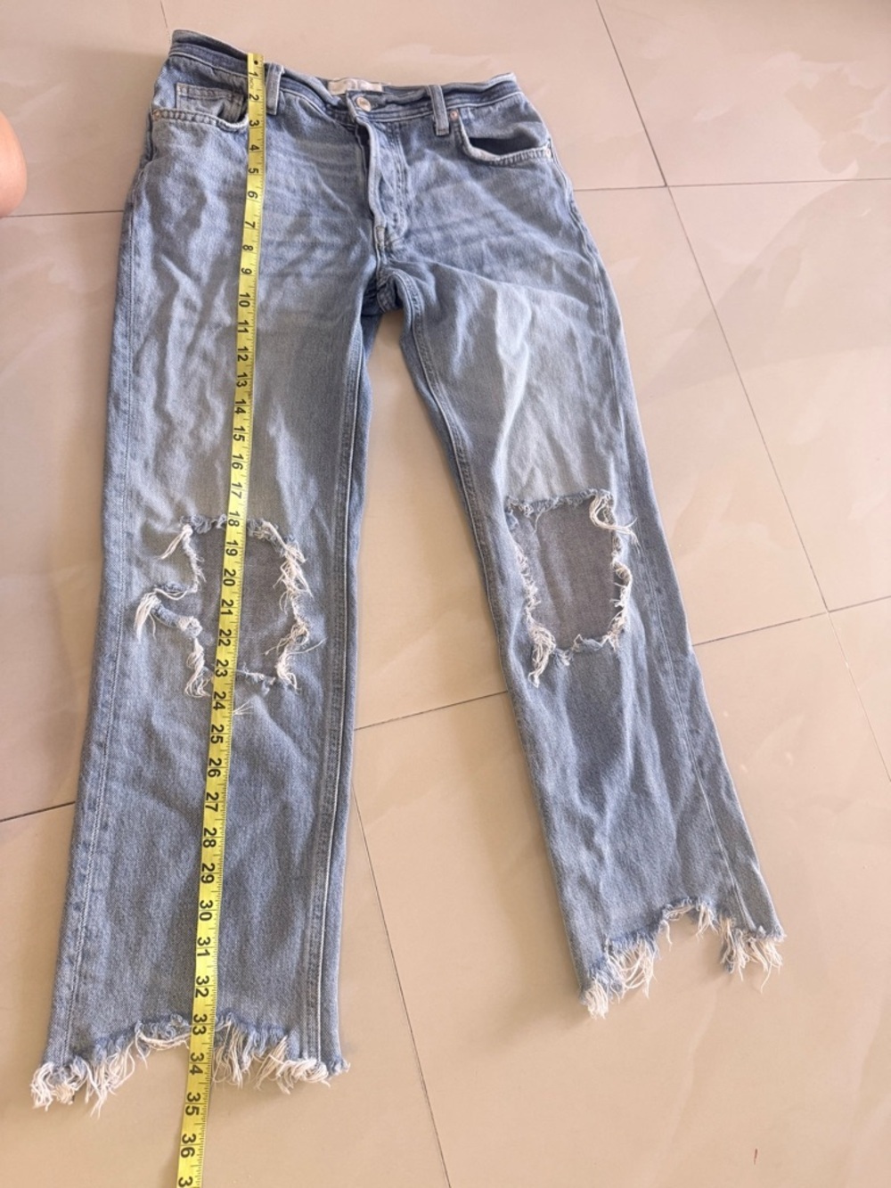 We the free Light Blue Distressed Straight-Leg Women's Jeans size 25 - Picture 6 of 14